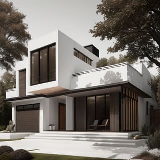 Modern style rendered onto the original house photo